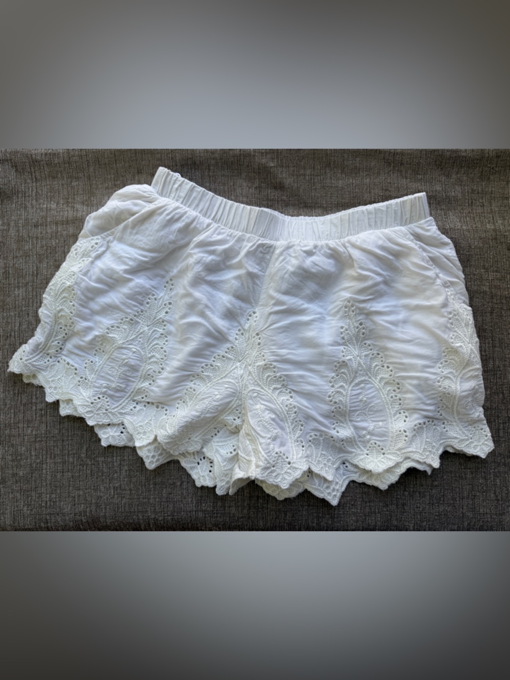 Zara Woman Embroidered Lace-Trim Shorts